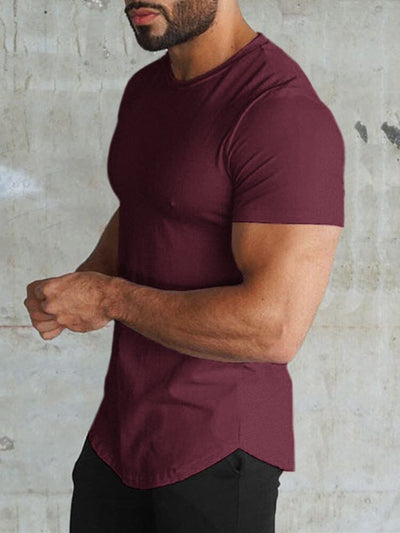 Solid Color Quick Dry Gym T-shirt T-Shirt coofandystore Wine Red S 