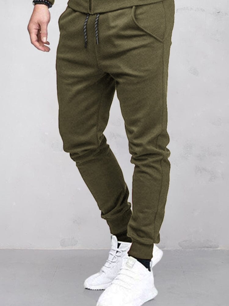 Solid Casual Beam Feet Sports Pants Pants coofandystore Army Green M 