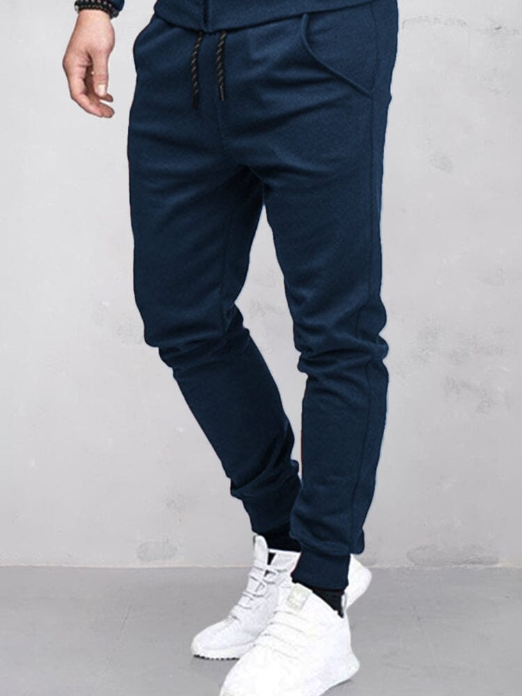 Solid Casual Beam Feet Sports Pants Pants coofandystore Navy Blue M 