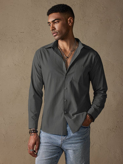 Cotton Linen Long Sleeve Casual Shirt Shirts coofandystore Dark Grey S 