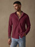 Cotton Linen Long Sleeve Casual Shirt Shirts coofandystore Red S 