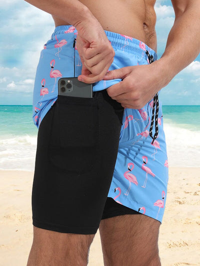 Casual Quick-drying Double Layers Hawaiian Beach Shorts Shorts coofandystore PAT3 S 