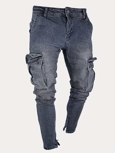 Casual Pocket Slim Fit Jeans Pants coofandystore Blue S 