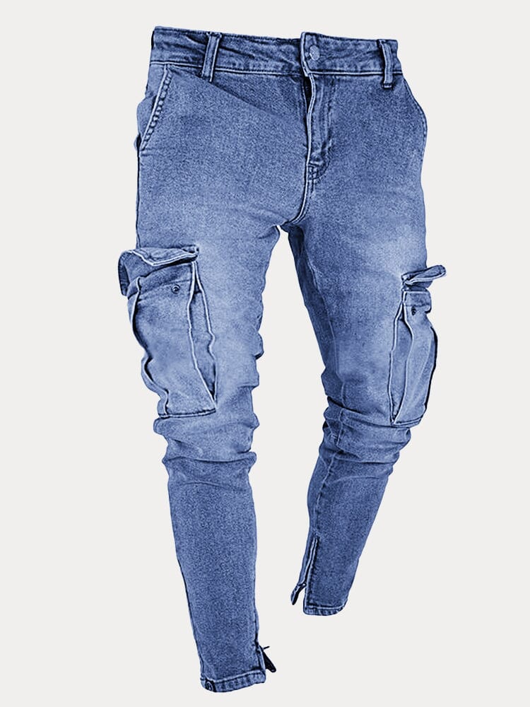 Casual Pocket Slim Fit Jeans Pants coofandystore Light Blue S 