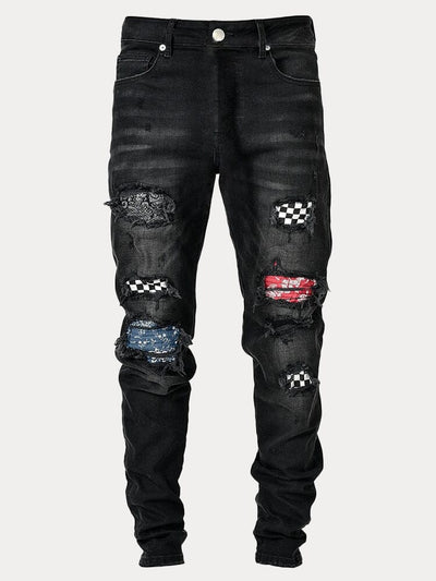 Slim Fit Torn Jeans Pants coofandystore Black XS 