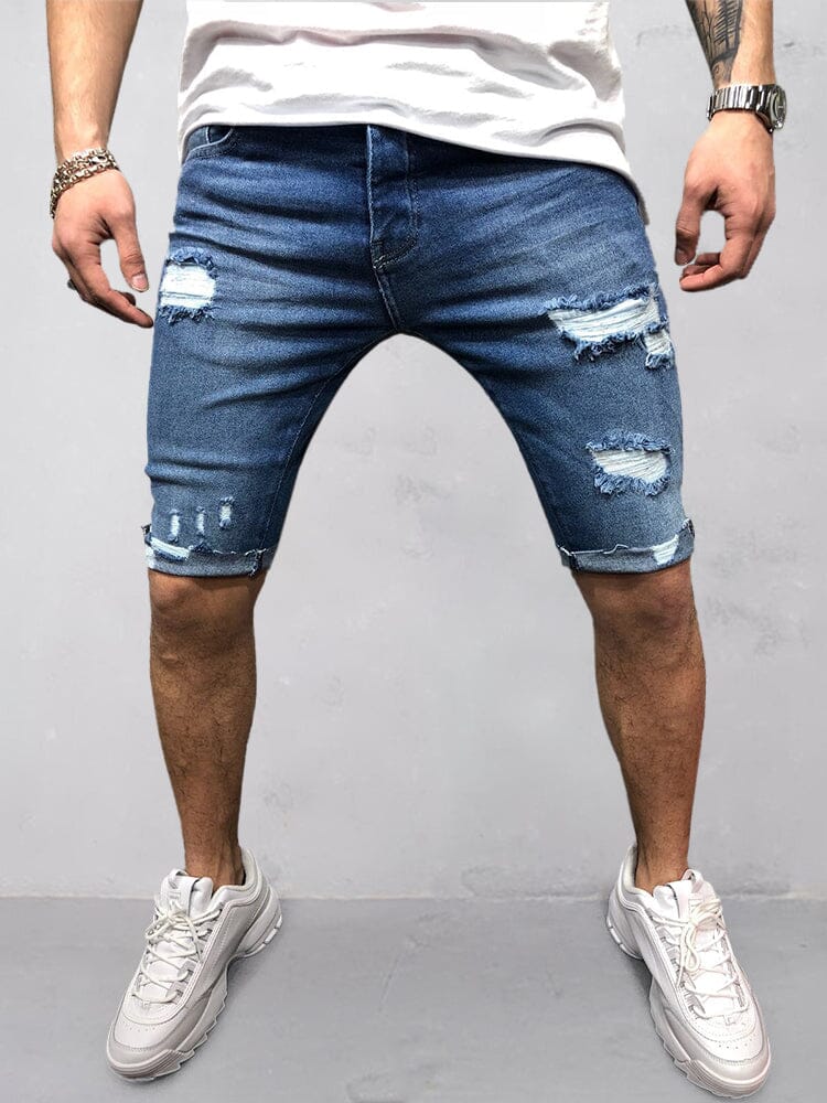 Slim Fit Torn Denim Shorts – coofandy