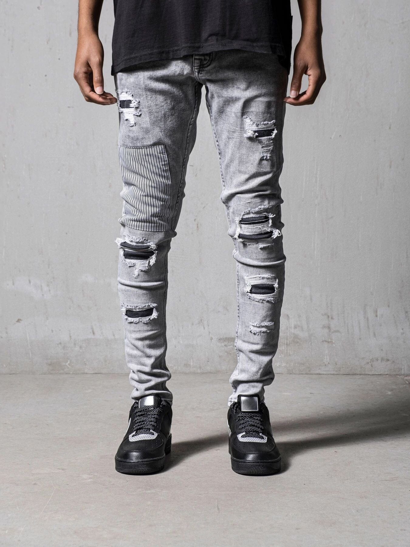 Slim Fit Torn Patch Jeans Pants coofandystore 