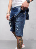 Torn Denim Overalls Shorts Shorts coofandystore 