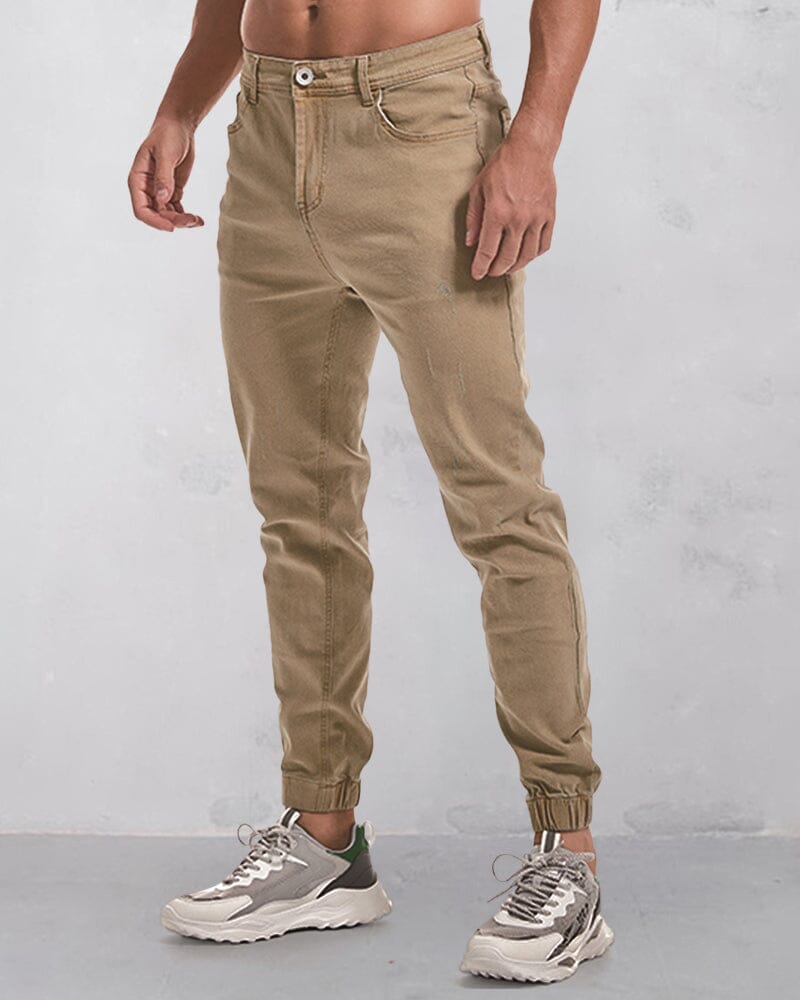 Classic Fashion Solid Color Jeans Pants coofandystore Khaki S 