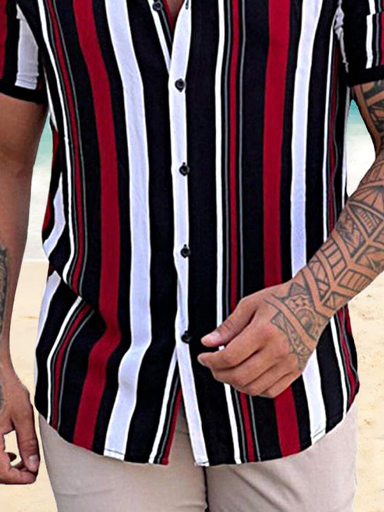 Casual Striped Beach Shirt Shirts & Polos coofandystore 