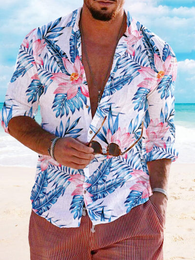 Casual Printed Long Sleeves Beach Shirt Shirts coofandystore PAT1 S 