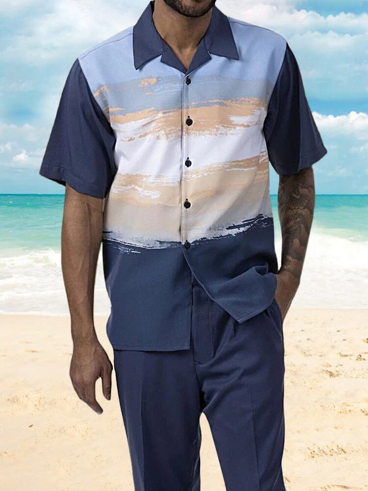 Casual Printed Beach Shirt Straight Pants Set Sets coofandystore PAT1 S 