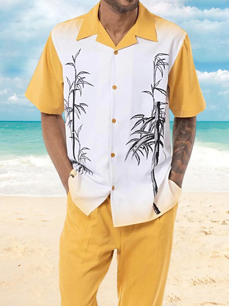 Casual Printed Beach Shirt Straight Pants Set Sets coofandystore PAT2 S 