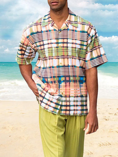 Casual Printed Beach Shirt Straight Pants Set Sets coofandystore PAT3 S 
