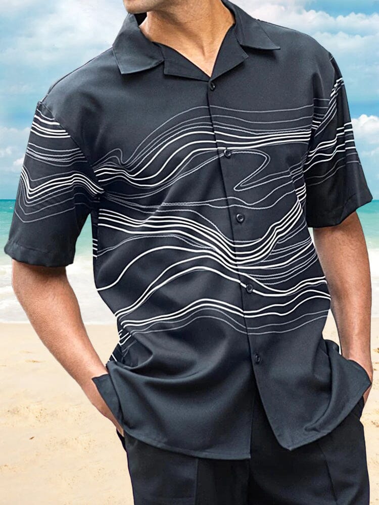 Casual Printed Beach Shirt Straight Pants Set Sets coofandystore PAT5 S 