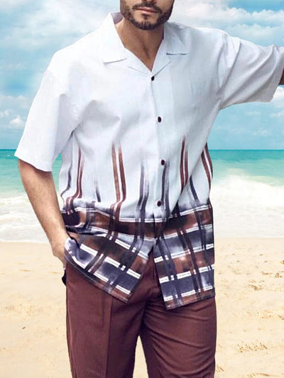 Casual Printed Beach Shirt Straight Pants Set Sets coofandystore PAT8 S 
