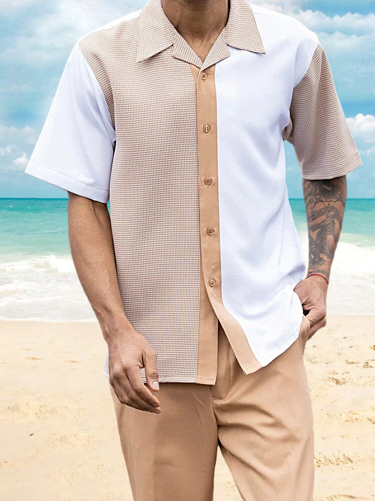 Casual Printed Beach Shirt Straight Pants Set Sets coofandystore PAT10 S 