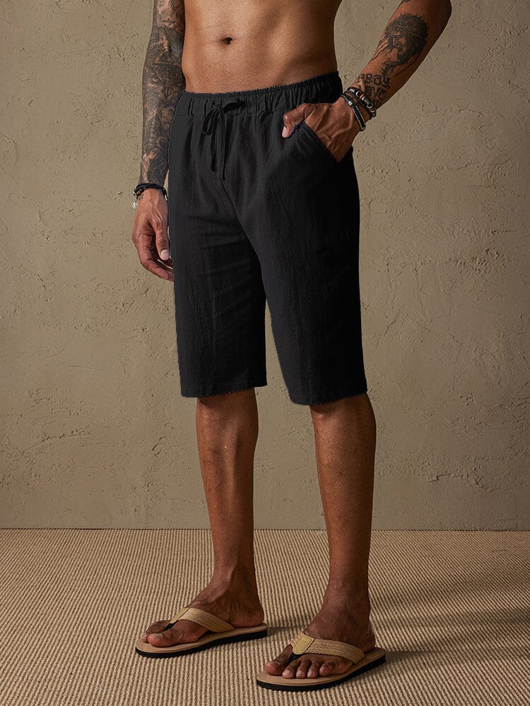 Casual Cotton Drawstring Shorts Shorts coofandystore Black S 