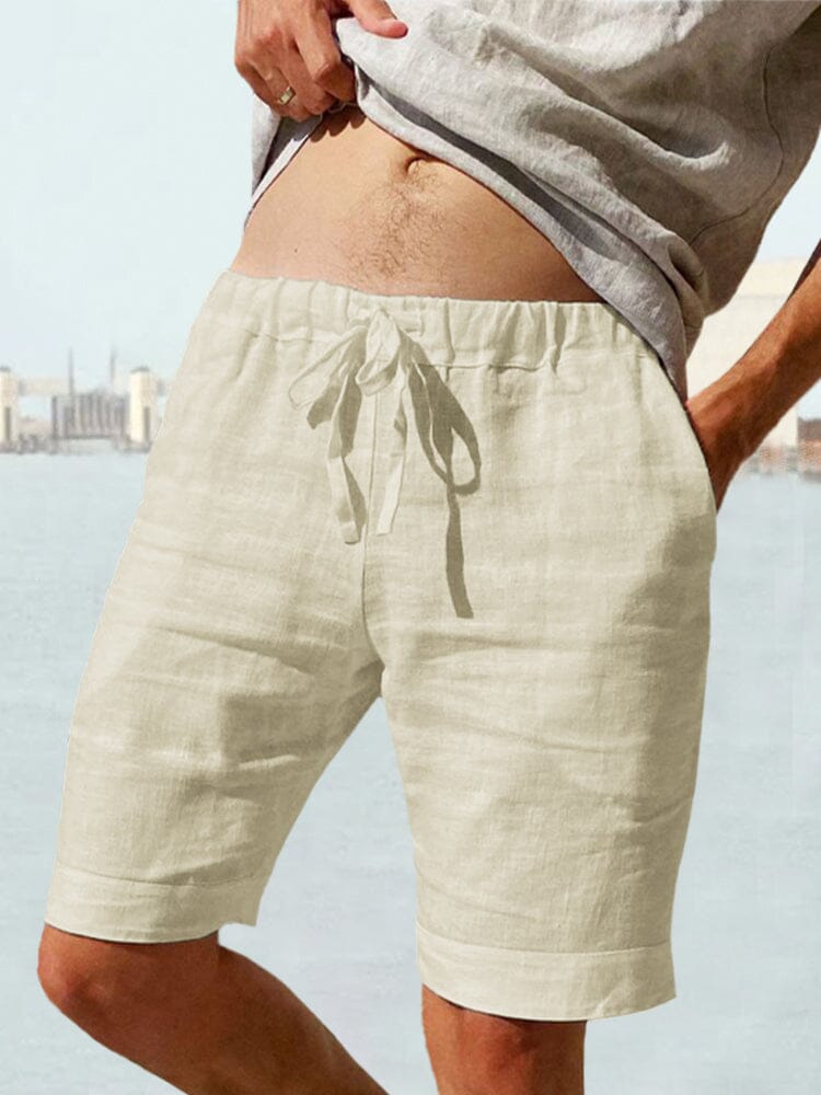 Cotton Linen Drawstring Casual Shorts Shorts coofandystore Cracker Khaki S 