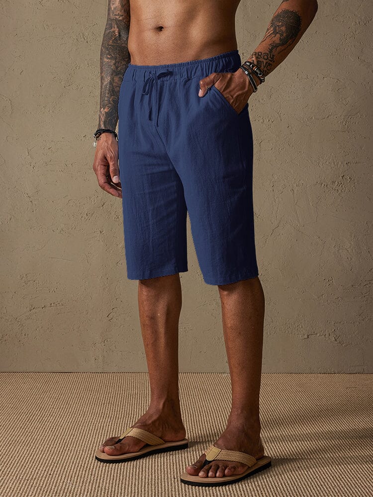 Casual Cotton Drawstring Shorts Shorts coofandystore Dark Blue S 