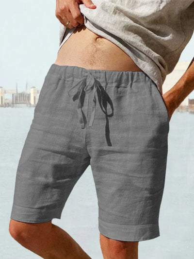 Cotton Linen Drawstring Casual Shorts Shorts coofandystore Dark Grey S 