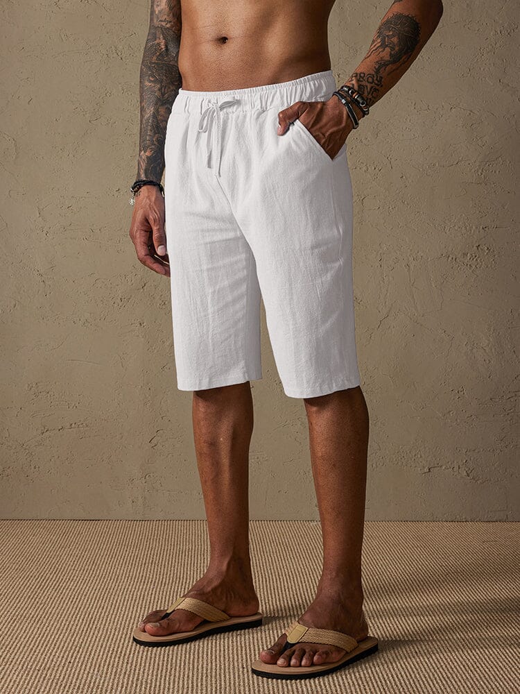Casual Cotton Drawstring Shorts Shorts coofandystore White S 