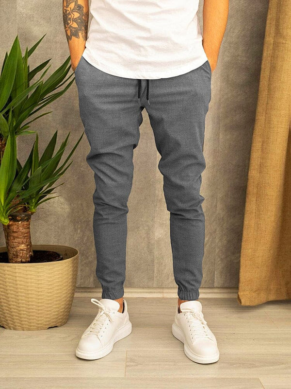 Solid Color Beam Feet Casual Pants Pants coofandystore Grey M 