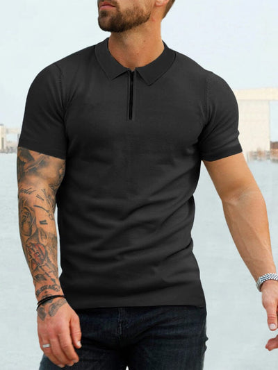 Cozy Splicing Short Sleeves Polo Shirt Polos coofandystore Black S 