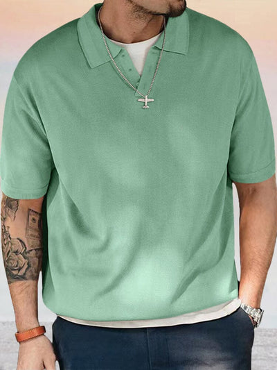 Vintage Solid Polo Shirt Polos coofandystore Light Green S 