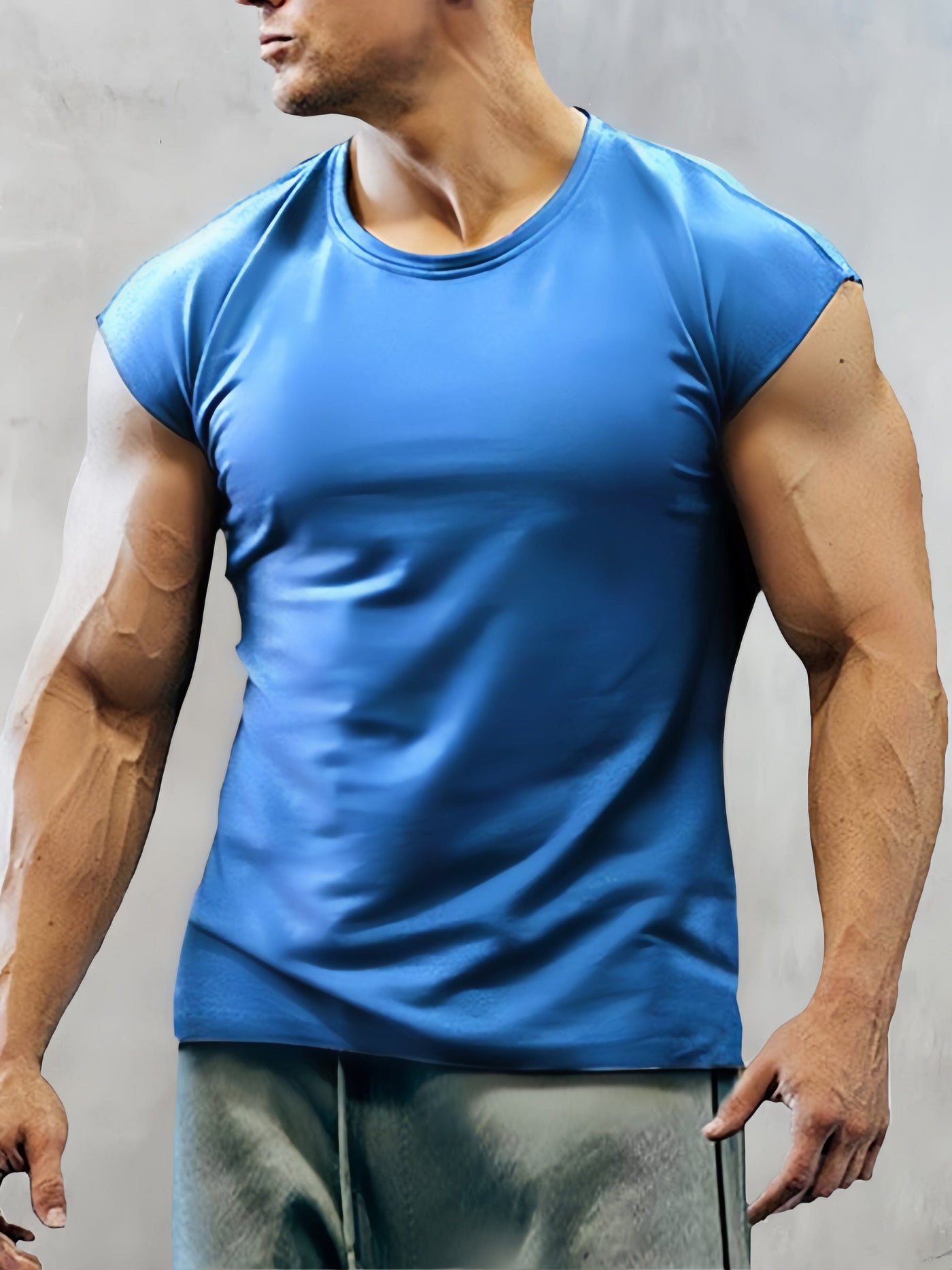 Solid Gym Workout Tank Top Tank Tops coofandystore Blue S 