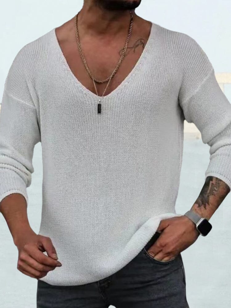 Thin Long Sleeve V-neck Sweater Sweater coofandystore 