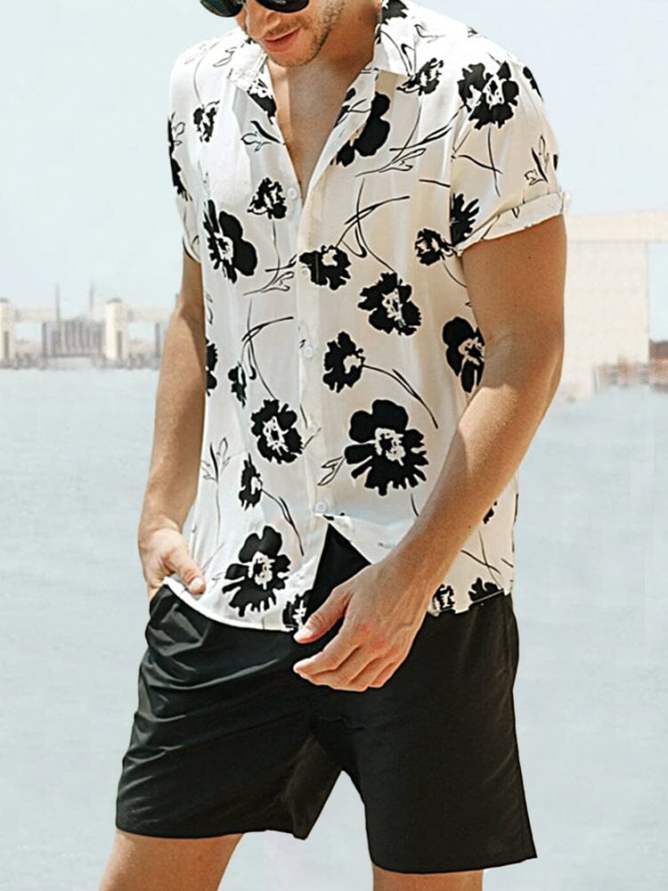 Vintage Ink Style Printed Beach Shirt Shirts coofandystore 