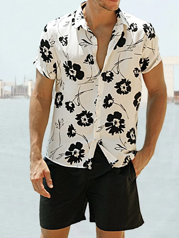 Vintage Ink Style Printed Beach Shirt Shirts coofandystore 