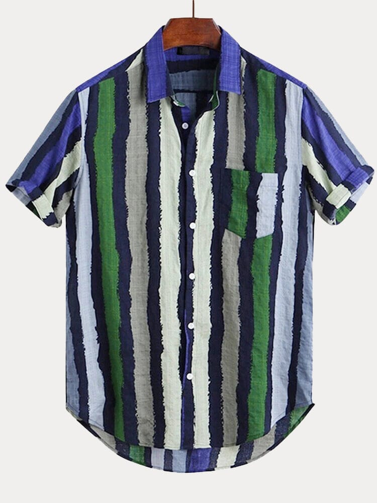 Casual Stripe Cotton Linen Beach Shirt Shirts coofandystore 