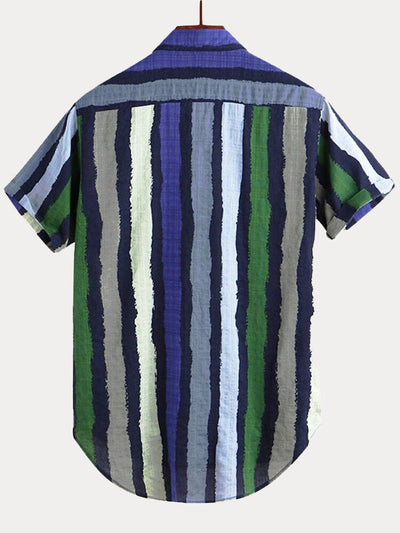 Casual Stripe Cotton Linen Beach Shirt Shirts coofandystore 