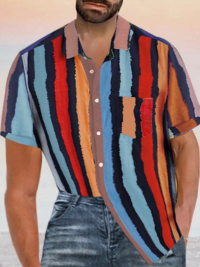 Casual Stripe Cotton Linen Beach Shirt Shirts coofandystore Wine Red S 