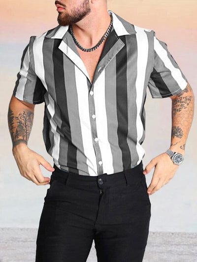 Casual Striped Printed Shirt Shirts & Polos coofandystore PAT1 M 