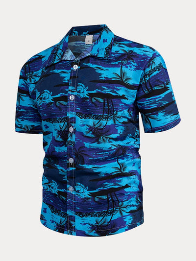 Hawaiian Floral Short Sleeve Shirts Shirts & Polos coofandystore Black S 