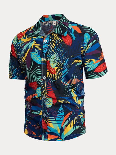 Hawaiian Floral Short Sleeve Shirts Shirts & Polos coofandystore Dark Blue S 