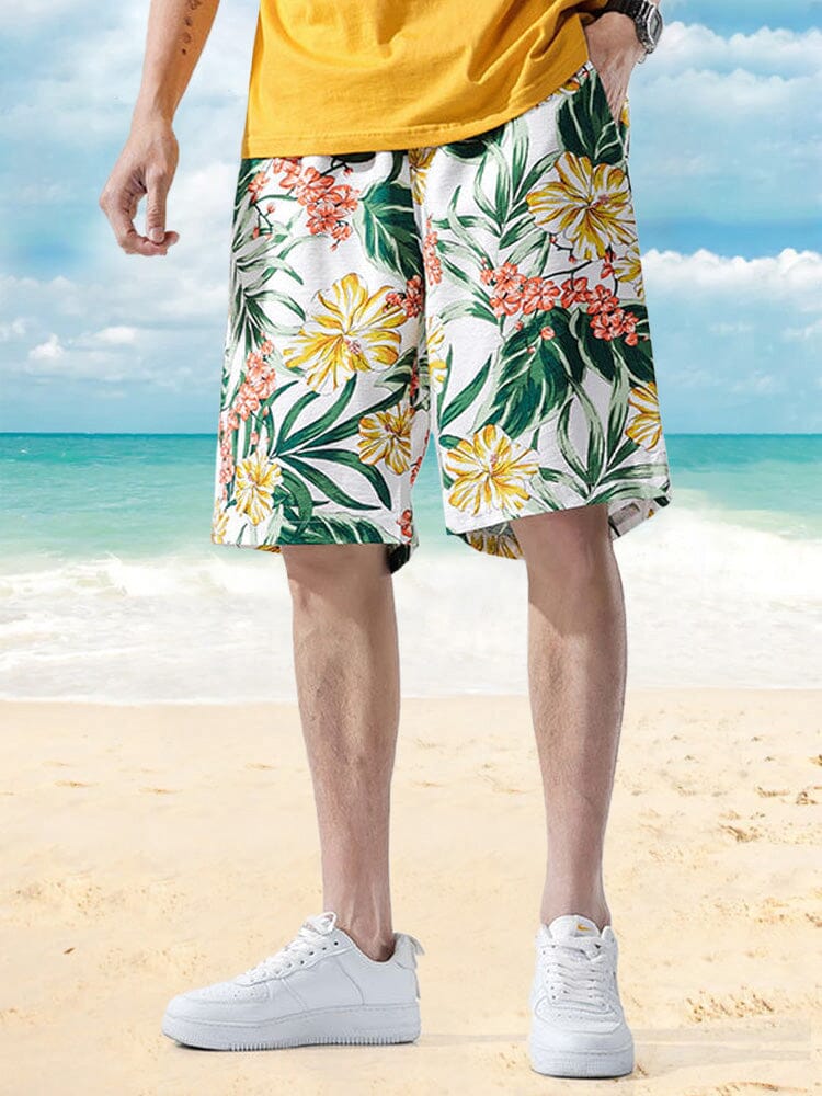 Hawaiian Print Beach Shorts Shorts coofandystore PAT5 M 