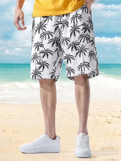 Hawaiian Print Beach Shorts Shorts coofandystore PAT7 M 