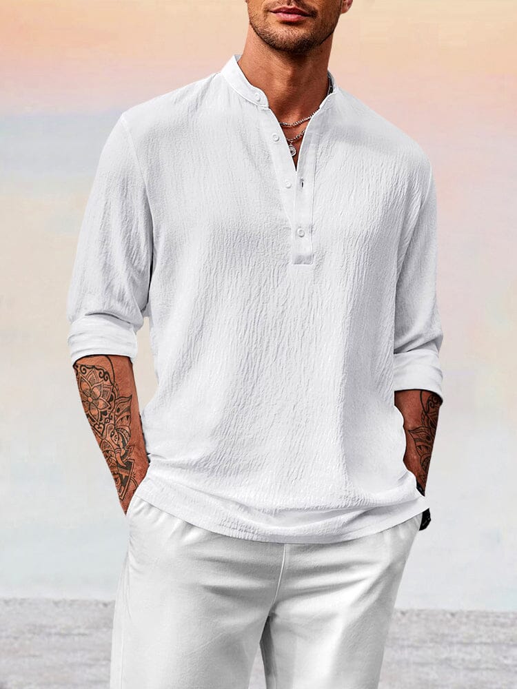 Cozy Lightweight Cotton Linen Button Shirt Shirts coofandystore White S 