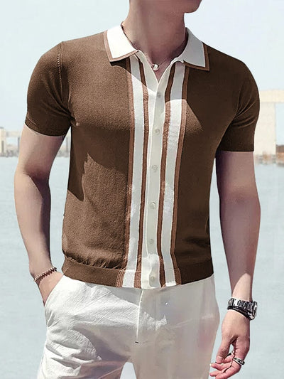 Short Sleeve Polo Knit Shirt Shirts & Polos coofandystore Brown M 