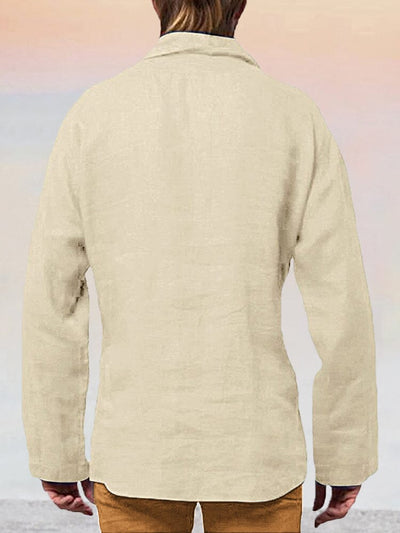 Casual Drawstring Cotton Linen Pullover Shirt Shirts coofandystore 