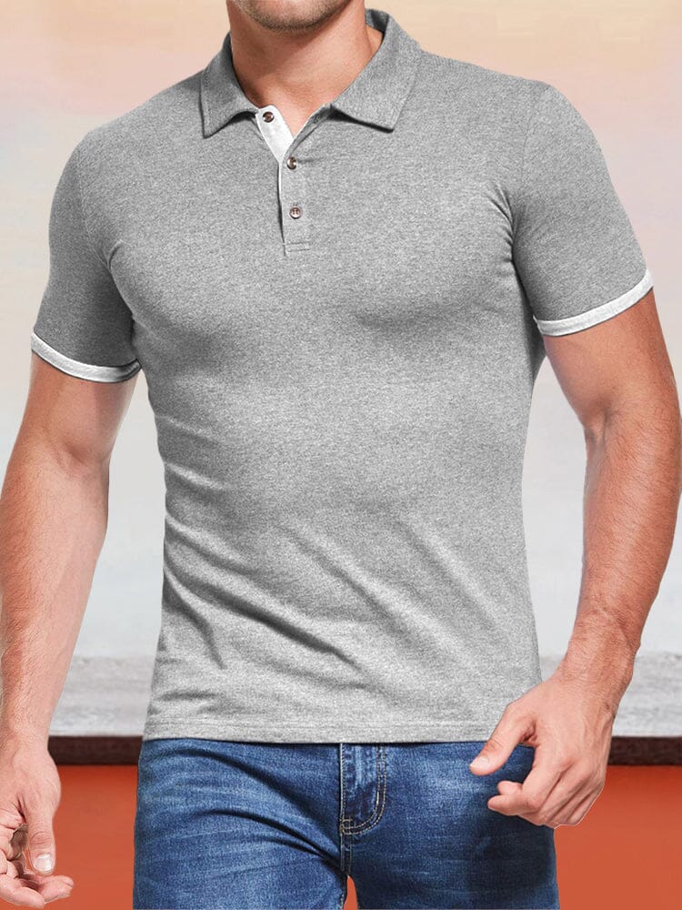 Short Sleeve Slim Fit Polo Shirt Shirts & Polos coofandystore Light Grey S 
