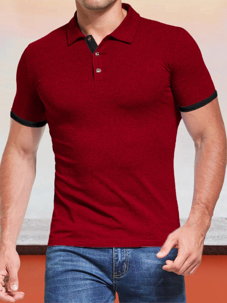 Short Sleeve Slim Fit Polo Shirt Shirts & Polos coofandystore Red S 