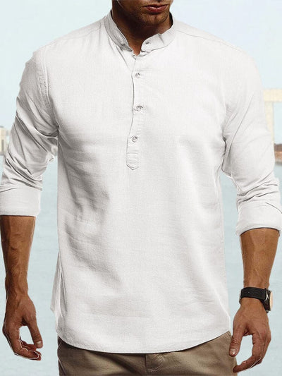 Cotton Linen Solid Color Casual Shirt Shirts coofandystore White M 