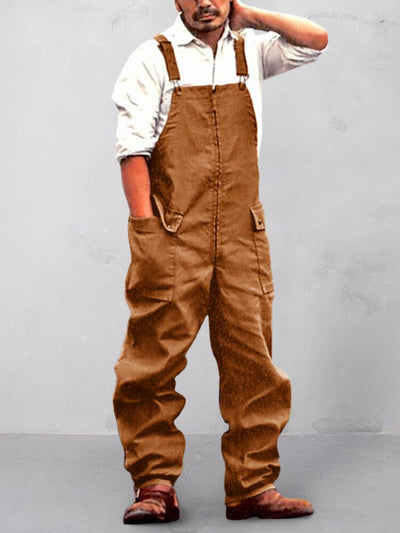 Loose Overalls Pants with Pockets Pants coofandystore Brown S 