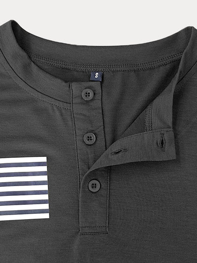 Casual Flag Printed Henley T-shirt T-Shirt coofandystore 