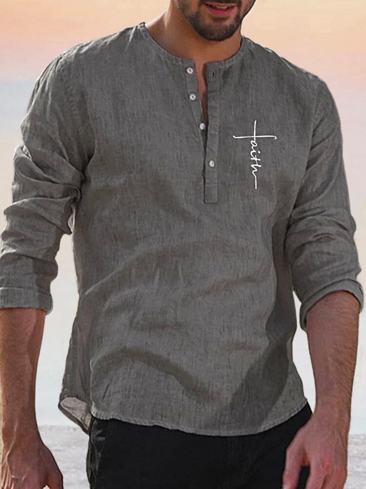 Linen Style Long Sleeve Shirt Shirts coofandystore PAT3 S 